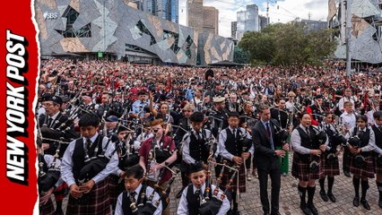 Hundreds of bagpipers break world record with AC/DC's 'It's a Long Way to the Top'