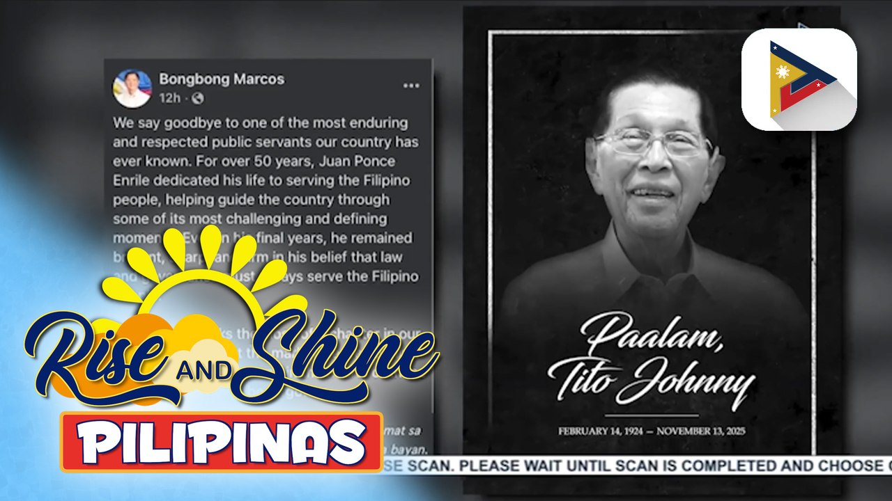 PBBM, nagpaabot ng mensahe sa pagpanaw ni Chief Presidential Legal Counsel Juan Ponce Enrile
