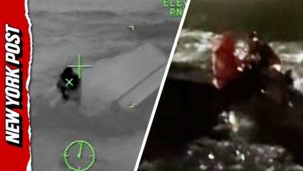 US Coast Guard rescue father and son from frigid waters
