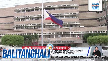 Watawat ng Pilipinas sa Senado, naka half staff bilang pagluluksa sa pagpanaw ni dating Senate President Enrile | Balitanghali