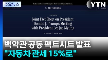 백악관도 한미 공동 팩트시트 발표..."자동차 관세 15%로" / YTN