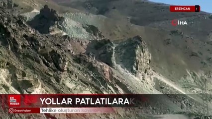 Erzican'da tehlike oluşturan kayalar dinamit patlatılarak temizlendi