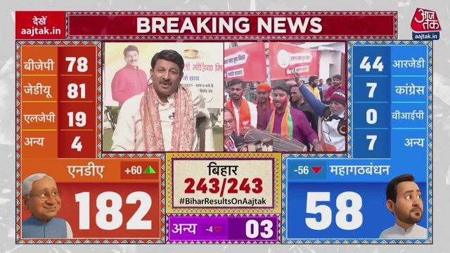 बिहार चुनाव में बंपर बढ़त पर आजतक पर मनोज तिवारी ने गाया- 'ए राजाजी...'