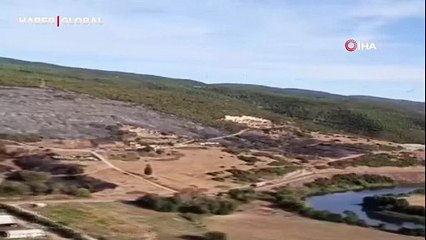 Bursa'da küle dönen ormanlık alan havadan görüntülendi