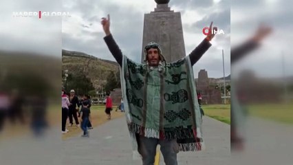 Ekvator çizgisinde Türk bayrağıyla zeybek oynadı