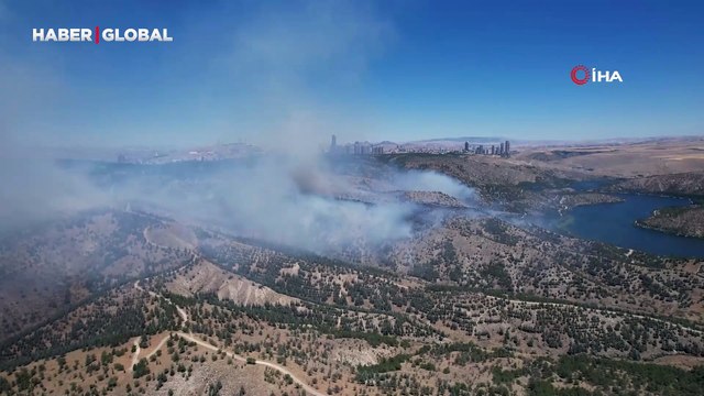 Ankara'daki orman yangını dron ile görüntülendi