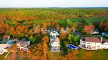 Maine Marsh Jungle Road and Powerlines Seen from Drone Above