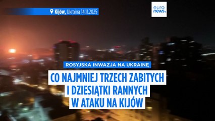 Zmasowany atak rosyjskich dronów i pocisków rakietowych ranił 16 osób i spowodował pożary w stolicy Ukrainy