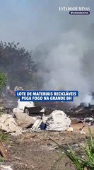 Incêndio atinge lote de materiais recicláveis na Grande BH