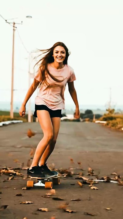 Girl Skating on the Road 🛹 | Viral Skating Video | Smooth & Satisfying Skateboard Ride