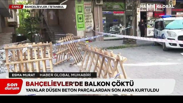 Bahçelievler'de deprem sonrası balkon çöktü, Haber Global ekibi son durumu aktardı