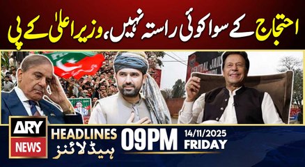 PTI Protests - CM KP Sohail Afridi Statement | ARY News 9 PM Prime Time Headlines | 14th Nov 2025