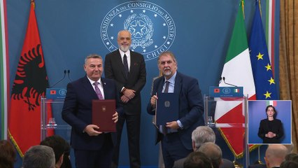 Roma-  Vertice Intergovernativo Italia-Albania, scambio di accordi e dichiarazioni alla stampa - LIS (14.11.25)