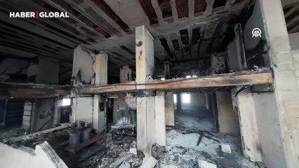 Bolu'da yanan Grand Kartal Otel'in son hali FPV dron kamerası ile görüntülendi