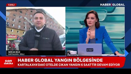 Haber Global ekibi Kartalkaya’da halen devam eden yangını görüntüledi