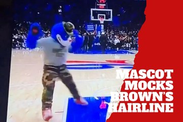Sixers mascot mocks Jaylen Brown’s hairline and refuses to risk getting his black dye on him