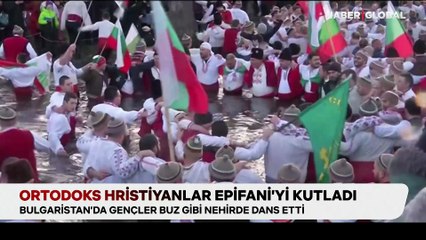 Bulgaristan'da gençler buz gibi nehirde dans etti