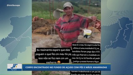 Corpo encontrado no fundo de açude com pés e mãos amarradas