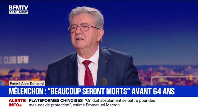 Je mettrai la retraite à 60 ans avec les 40 annuités : Jean-Luc Mélenchon, fondateur de LFI, détaille son idée sur le plateau de BFMTV