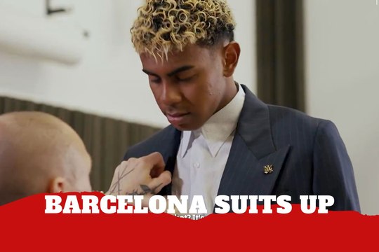 Lamine Yamal and Barcelona turn heads as they suit up in stylish custom-made outfits backstage