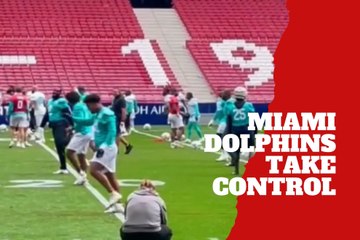 The Miami Dolphins take over Estadio Metropolitano during their final training session in Madrid