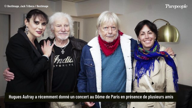 Renaud et sa femme Cerise présents au concert d'Hugues Aufray au Dôme de Paris, les amis de longue date réunis en coulisses