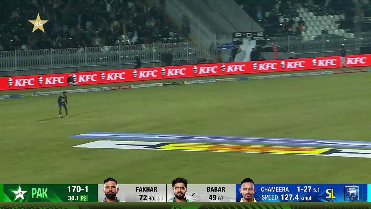 The celebrations. 🔥  Babar Azam has done it! A moment to savour for Rawalpindi #PAKvSL