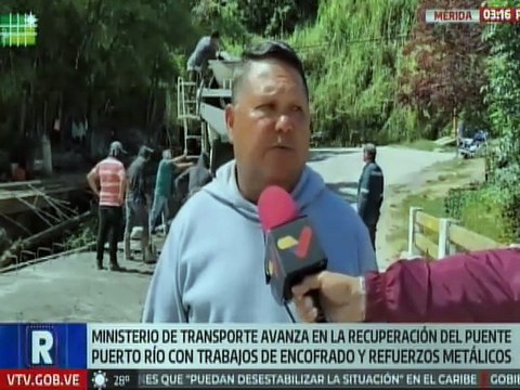 Mérida | MPPT avanza en los trabajos de recuperación del puente Puerto Río