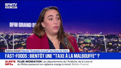 Une taxe pour les fast-foods: "Le but, c'est d'alerter aujourd'hui sur la malbouffe et son augmentation" en France, explique Sabrina Sebaihi, députée (Écologiste et social)