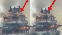 Video shows historic Chinese temple engulfed in flames