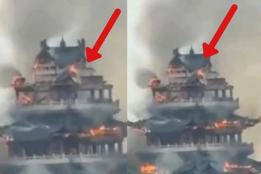 Video shows historic Chinese temple engulfed in flames