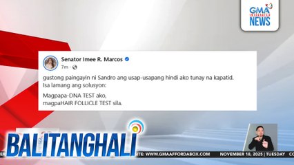 Sinagot ngayong umaga ni Sen. Imee Marcos ang pahayag ng pamangking si Congressman Sandro Marcos | Balitanghali