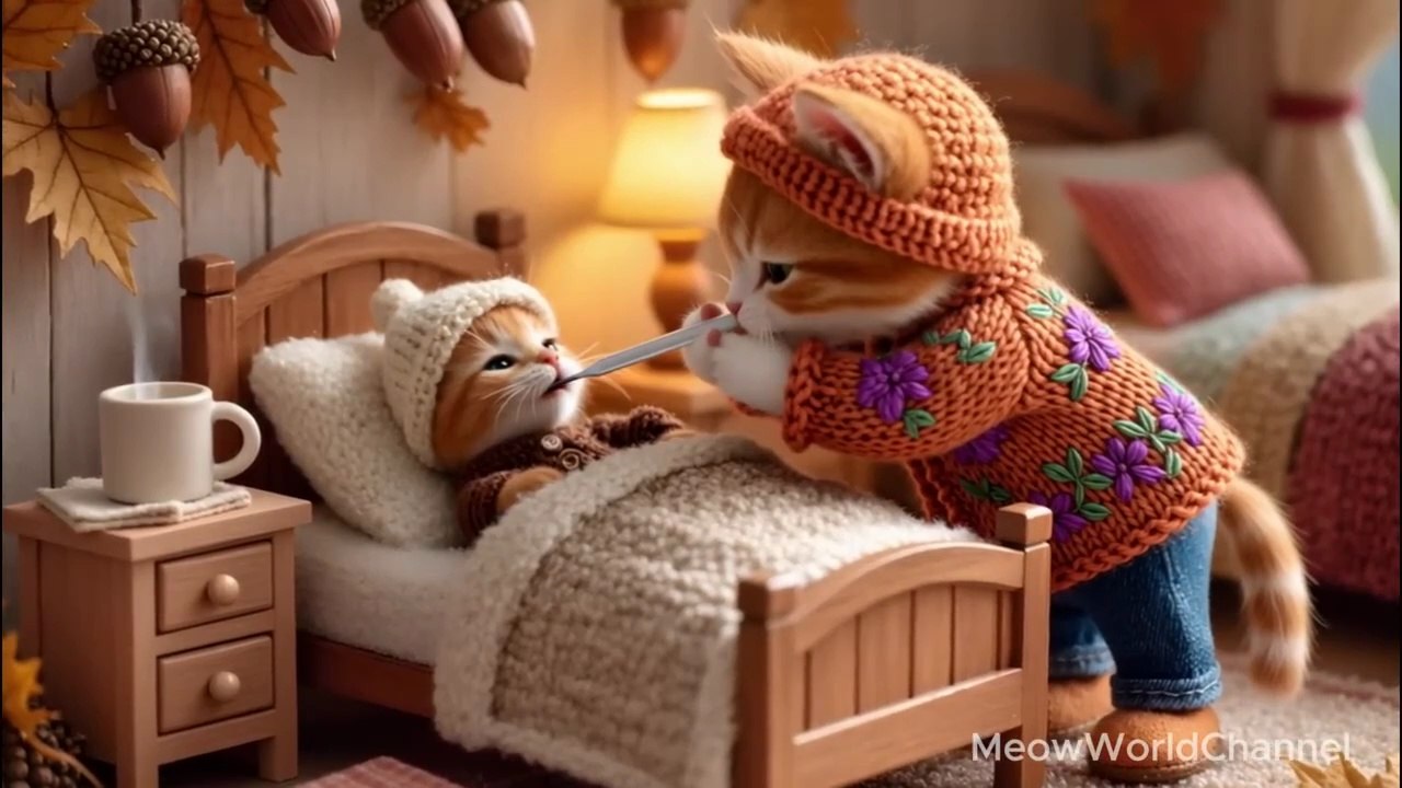 Baby Kitten's First Autumn Cold 😿🍂 _ Mama Cat Heals