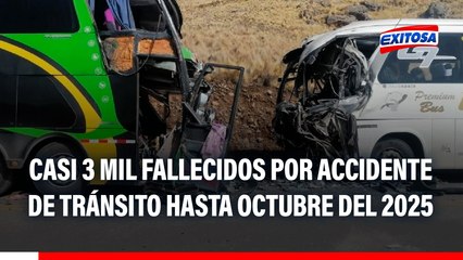 Casi 3 mil fallecidos por accidentes de tránsito hasta octubre del 2025, según Aviactran
