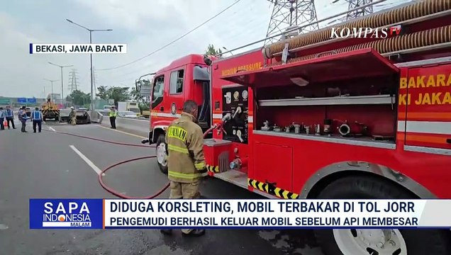 Mobil Hangus Terbakar di Tol Jorr, Diduga Akibat Korsleting | SAPA MALAM