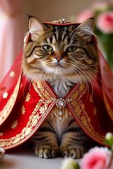 Cutest Cat Bride Ever 😻💍 | Adorable Cat Wearing a Red Saree!