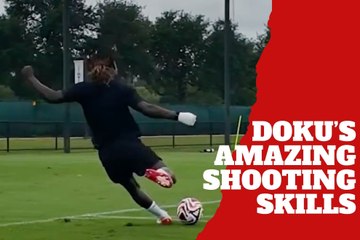 Manchester City forward Jeremy Doku shows how he scores beautiful goals