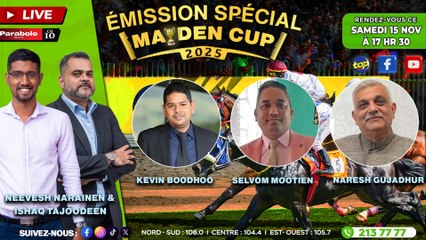 TOP TURF: Maiden Cup 2025 ! Neevesh Narainen et Ishaq Tajoodeen recoivent,Kevin Boodhoo, Selvom Mootien et Naresh Gujadhur
