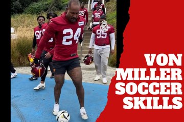 Washington Commanders Von Miller shows his soccer skills in Madrid