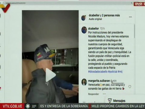 Vpdte. Sec. Cabello recorrió las calles de Caracas y afirma que Venezuela está en paz