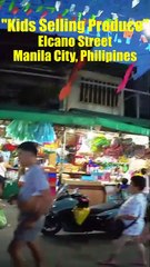 Kids Selling Produce on Elcano Street in Manila City in the Philippines