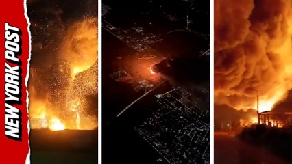 Huge fireball explosion in a Buenos Aires industrial complex is captured from land and air