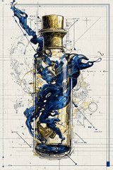 Vial filled with smoke is central feature