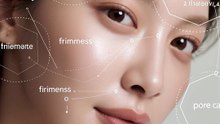 Luxury clinical skin analysis overlay macro portrait