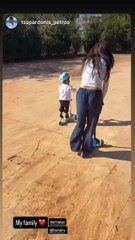 Η Ελένη Φουρέιρα κάνει πατίνι με τον μικρό Ερμή