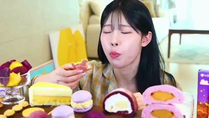ASMR MUKBANG  Sweet Potato Dessert Party! Ice Cream, Macaron, Cake, Mochi, Cookie EATING