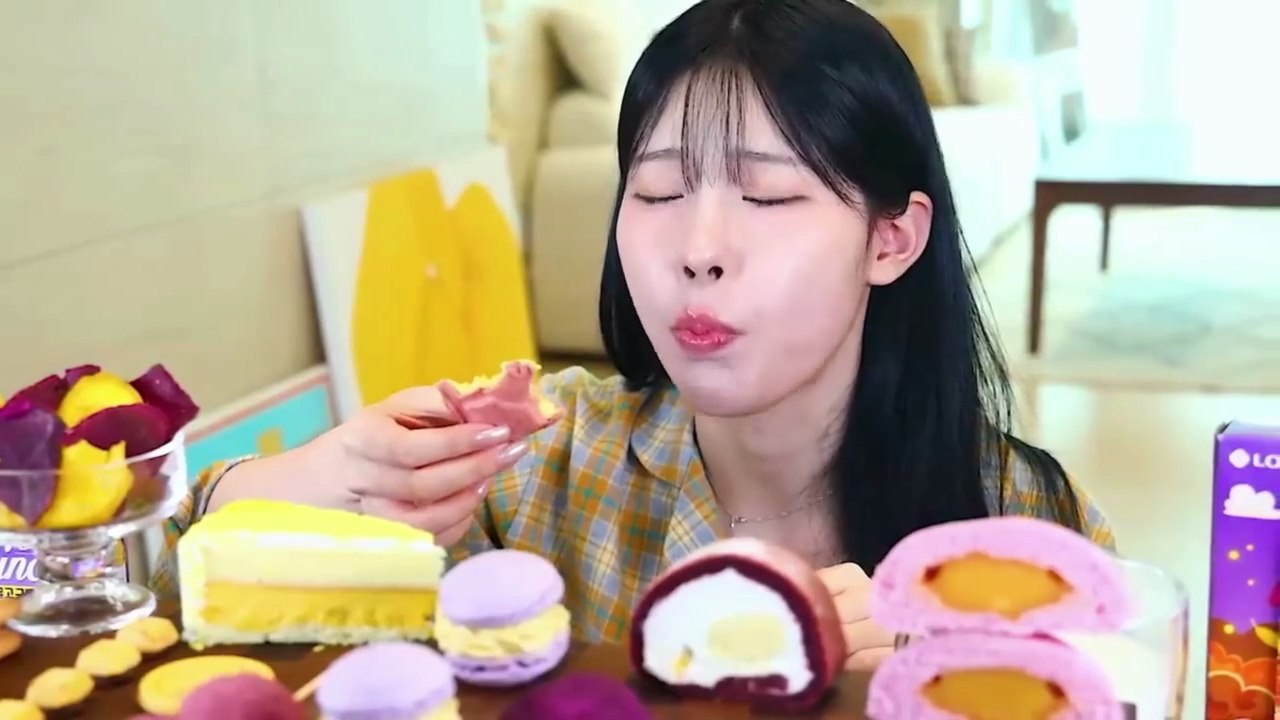 ASMR MUKBANG  Sweet Potato Dessert Party! Ice Cream, Macaron, Cake, Mochi, Cookie EATING