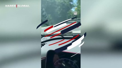 Aracının önüne bir anda düştü, sürücü neye uğradığını şaşırdı