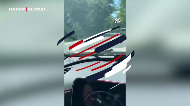 Aracının önüne bir anda düştü, sürücü neye uğradığını şaşırdı