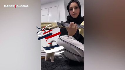 Ritmi hissetti: Sahibi ile solfej yapan yavru kedinin hareketleri viral oldu!